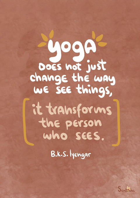 Pôster Frase Yoga | Ilustração Yoga | Santosha