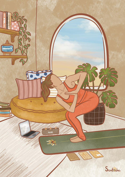Pôster Yoga | Ilustração Yoga | Santosha